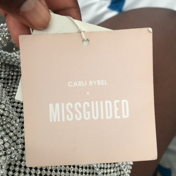 Carli Bybel Chain Mail Cowl Neck In Silver Aaliyah Inspired Chain Top MissGuided - Picture 9 of 9